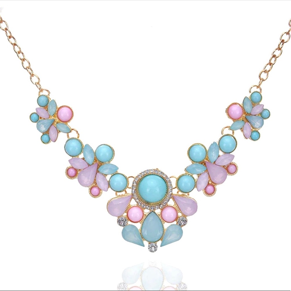 Soft Pink and Baby Blue Bib Necklaces
